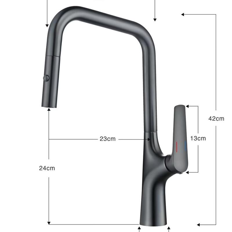 Yuzhu Gunmetal Grey Pull-Out Kitchen Faucet