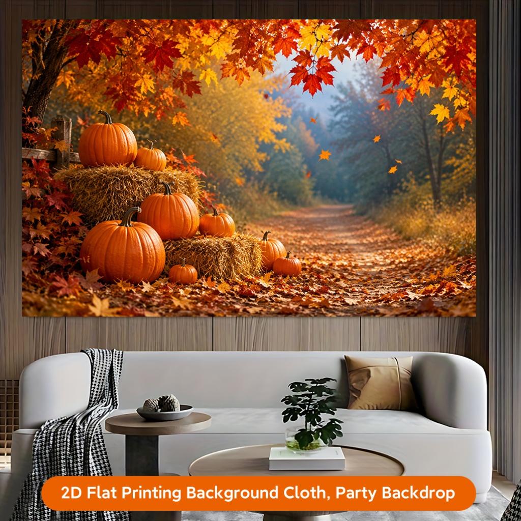 1 piece of 2D flat background fabric synthetic fabric depicting the autumn pumpkin field sceneryzyc