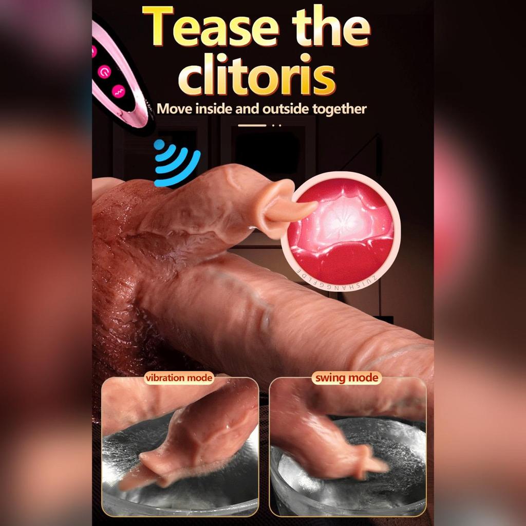 Big Tongue Automatic Expansion Swing Tongue Licking Silicone Penis Dildo Female Heating Vibrator Artificial Penis Adult Sex Toys