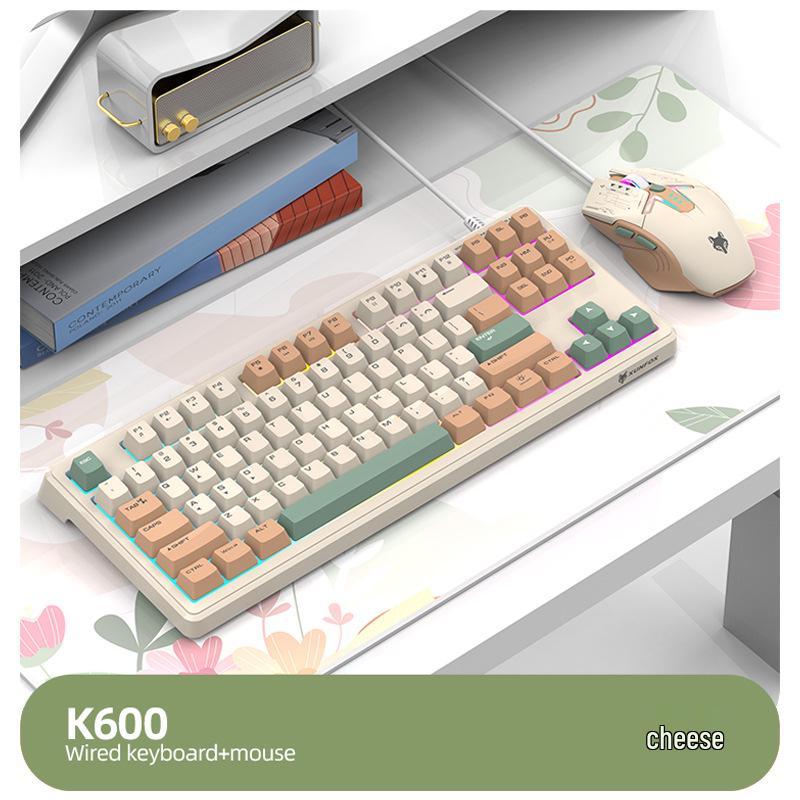 

Ослепительная проводная клавиатура Dazzling Silver Fox K60: Трехцветные светящиеся колпачки для настольной, офисной, домашней и игровой клавиатуры