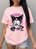 Summer Trend  Sanrio Womens Tshirt  Casual Trendy and Versatile Kuromi Pattern  Soft and Breathable Fabric
