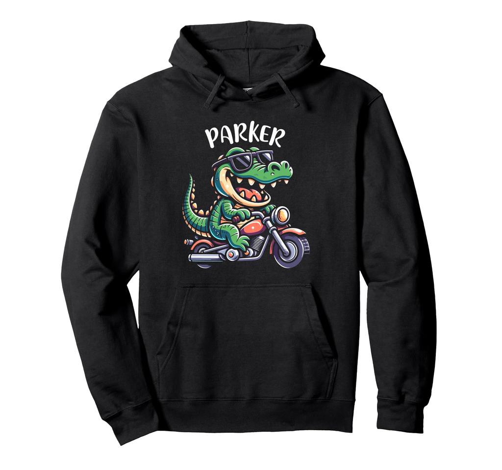 Parker Boys' Name Hoodie with Funny Crocodile Design