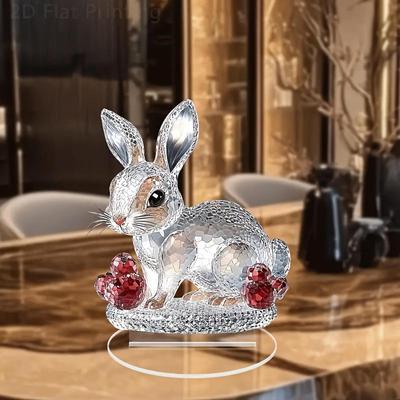 Easter Bunny Ornament 2D Present Tabletop Acrylic for Living Room Indoor Bedroom Decorative