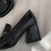 Melting Brown Women Casual Classic Gloss Block Loafer Heel
