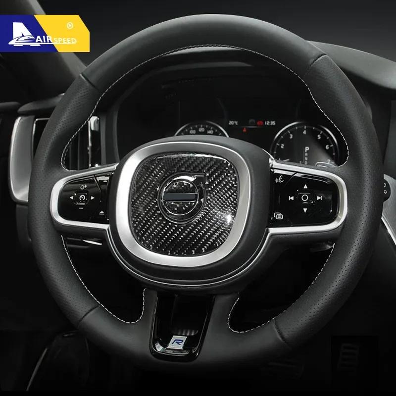 Airspeed for Volvo XC60 2018 XC90 S90 V90 Accessories Carbon Fiber Steering Wheel Stickers Car Interior Decoration Car Styling