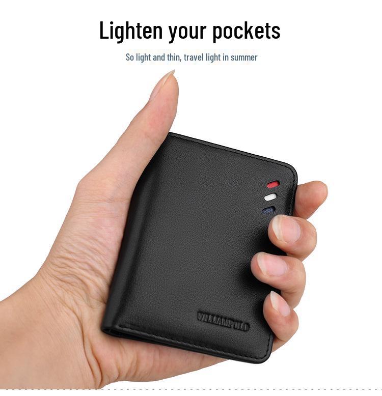 King Paul Ultra-Dünne Herren-Rindsleder-Geldbörse mit Münzfach und Geschenkbox