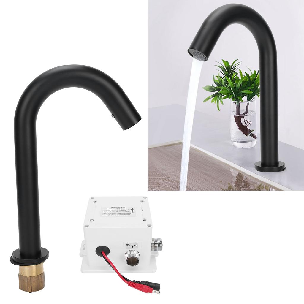 G1/2 Black Sensor Faucet Copper Vertical Intelligent Automatic Washbasin Tap Kitchen Sink Faucet