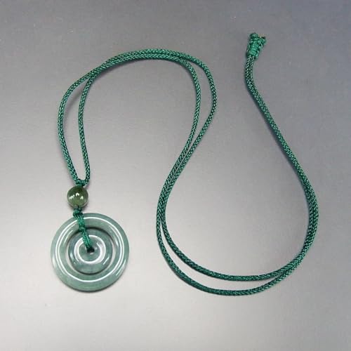 [Stone Street] High-quality Dark Jadeite Mother-child Peace Clasp Round Cord Necklace Natural Stone Genuine Jadeite