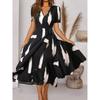 Women's Printed V-neck Short Sleeve Dress Women's Print Short Sleeve Dress