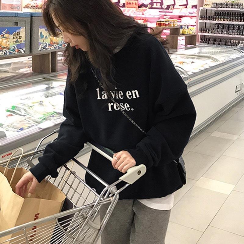 Autumn New Korean Loose Letter Printed Thin Sweatshirt Women's Pullover Long-sleeved Student Top
