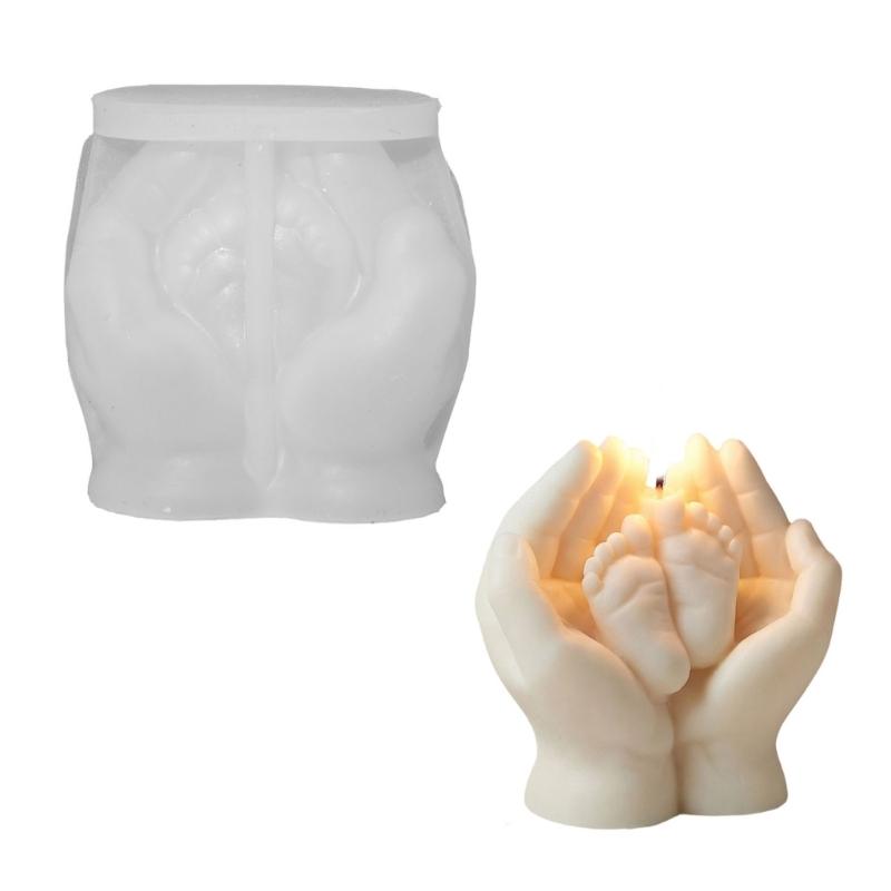 Hand Hold Infant Feet Silicone Mold Food Grade Silicone For Epoxy Resin Making Candle Soap And Baby Showers Decoration