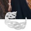 Women Vintage Woven Bracelet Silver Plated Copper Bangle Girls Ethnic Style Wristband Wrist Jewelry