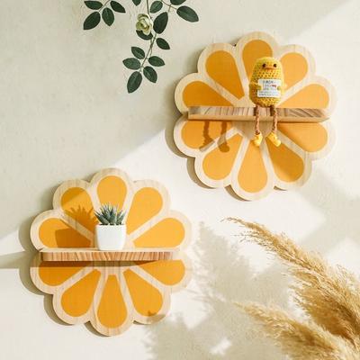1pcs Flower-shaped Wooden Wall Shelf Handmade Multi-functional Shelf Home Decoration Hanging Hanging Flower Pot Rack