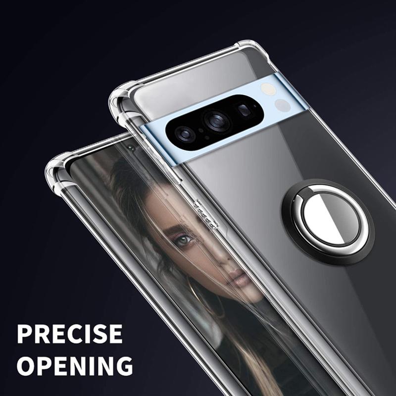 Ringständer durchsichtige Hülle für Google Pixel 8 Pro Halter Halterung stoßfeste transparente Hüllen für Google Pixel 7 7A 6A weiche TPU-Silikon-Telefonrückseite