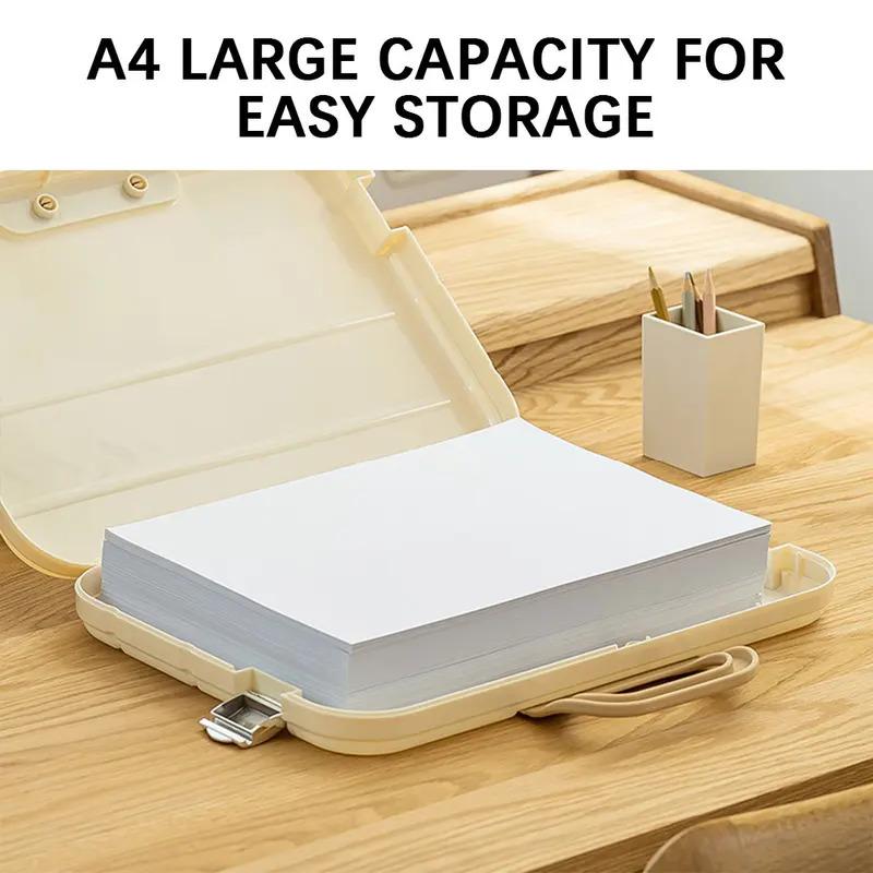 A4 Plastic File Folder With Lock Handle Portable Box File Waterproof Filing Supplies Pencil Case Multi-Purpose Document Bag