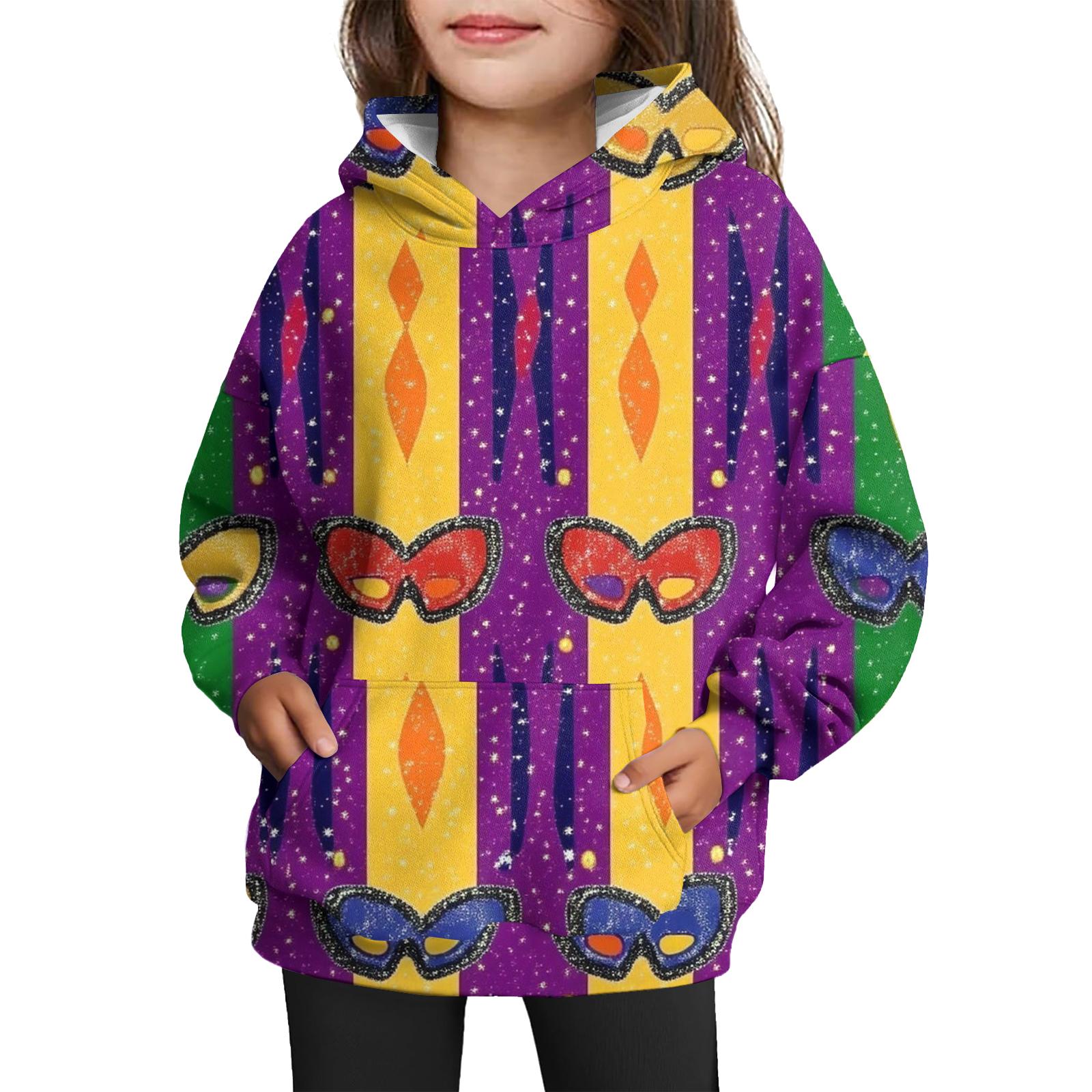 

Худи с завязками для девочек - Пуловер с принтом на День карнавала 120 фиолетовый