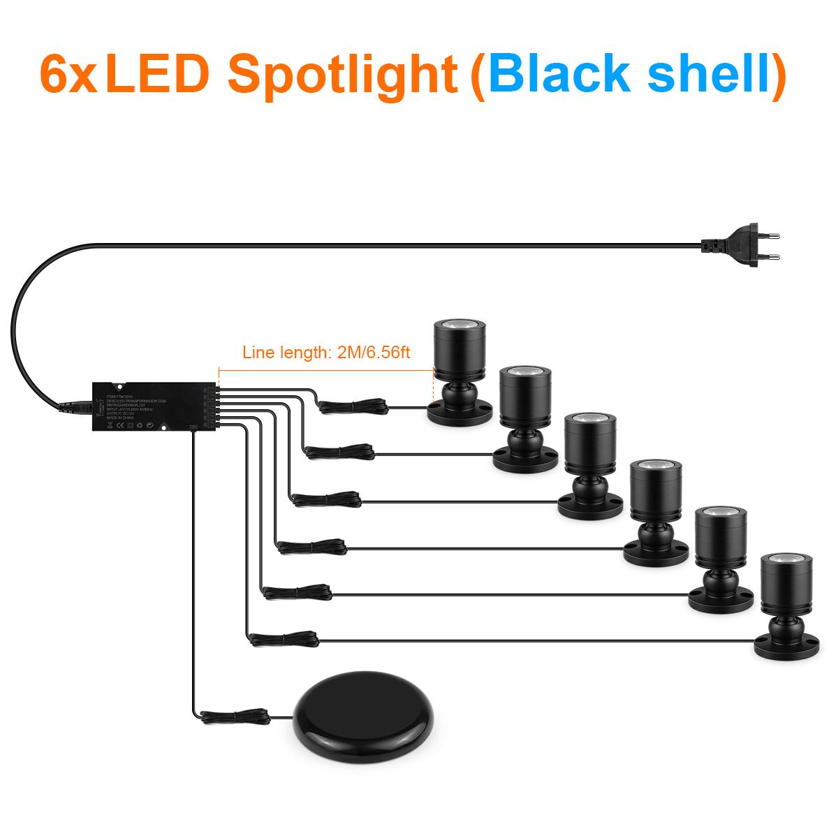 

Мини светодиодный точечный светильник для шкафа 12 В, лампа для ювелирной полки, светильник для прилавка, шкафа, витрины, потолочные светильники с диммером 6pcs