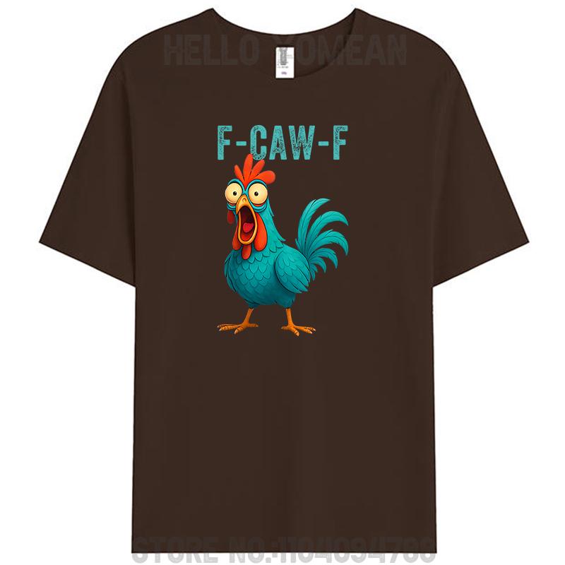 F-CAW-F Funny Rooster Chicken Farm Animal Humor Bird Women Men's Cotton T-Shirt Casual Streetwear Tee Shirts Hipster Tops