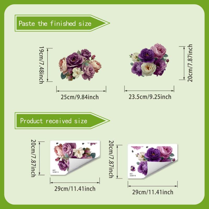 Fashion Fresh Wind Purple Pink Flower Toilet Stickers Bathroom Self-Adhesive Decoration