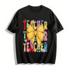 Cute Pencil Pattern TEACHER Bow Print Teacher Themed Casual Top Pure Cotton T-shirt