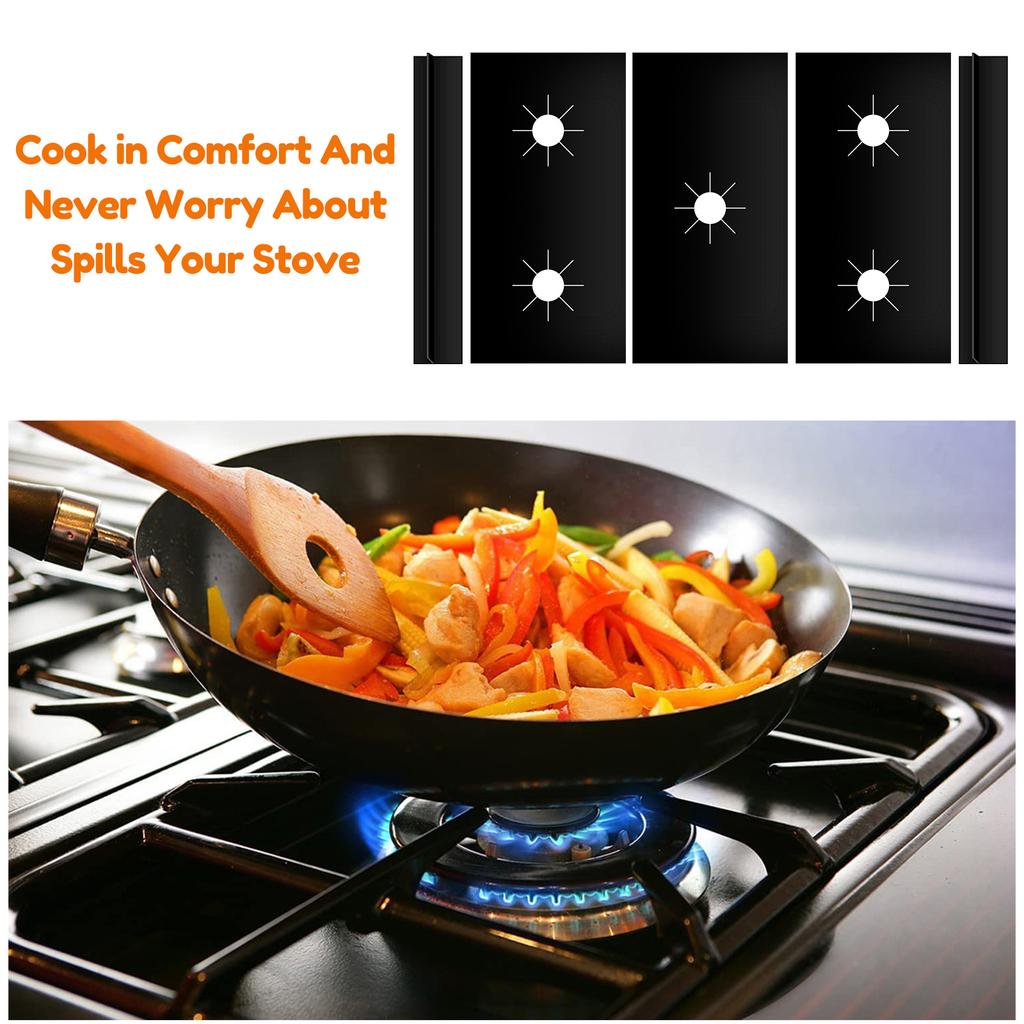 Gas Stove Surface Protection Pad Protecting Mat with Scraper and Brush Washable Oil And Dirt Resistant Kitchen Cleaning Accessor