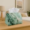 1pc Modern Abstract Marble Tissue Holder & Dispenser - Soft Polyester Fabric Suitable for Kitchen, Living Room, Bedroom, Car - Green & White Vein Patt