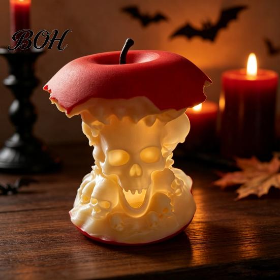 Small Resin Skull Decor Apple Core Ornament, Dark Themed Desk Figurine, 3D Printed Fashionable Niche Furnishings Realistic Statue, Gothic Collectible