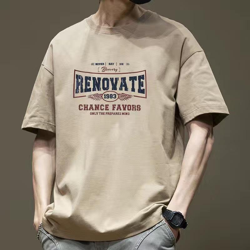 Men Short Sleeve Print Cotton T Shirt Summer Tops