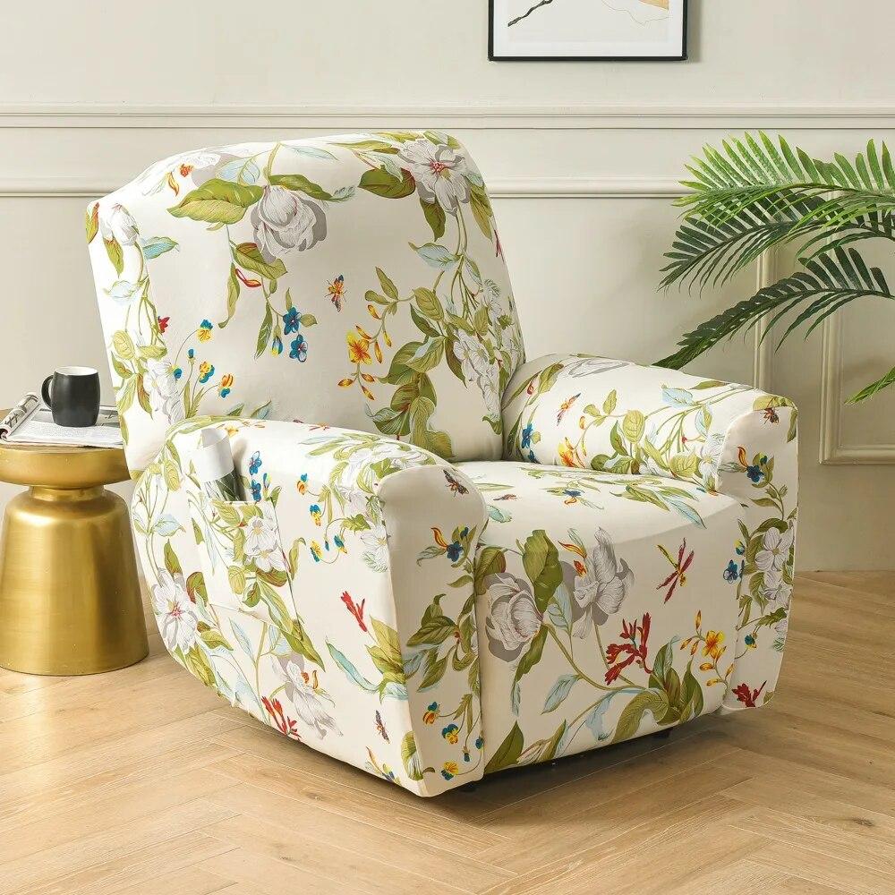 Printed Elastic Recliner Sofa Cover Soft Stretch Single Sofa Covers for Living Room Pets Kid Split Functional Lounger Chair Case