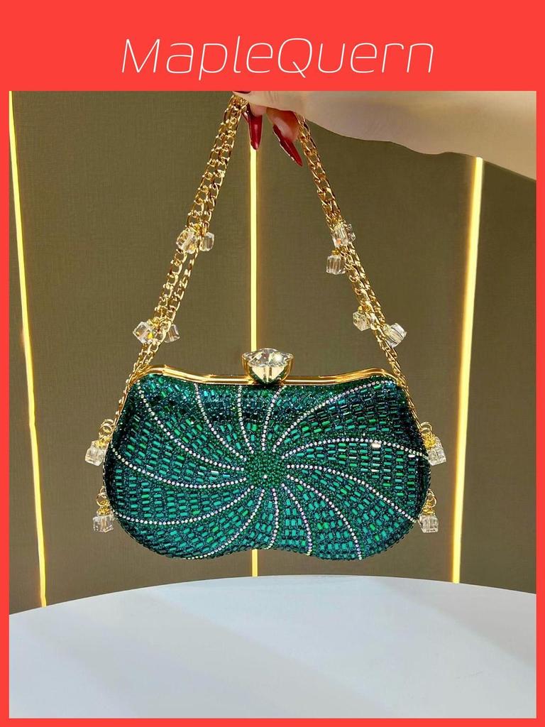 Fashion Ladies Sparkling Water Diamond Evening Bag With Lock Closure For Formal Events
