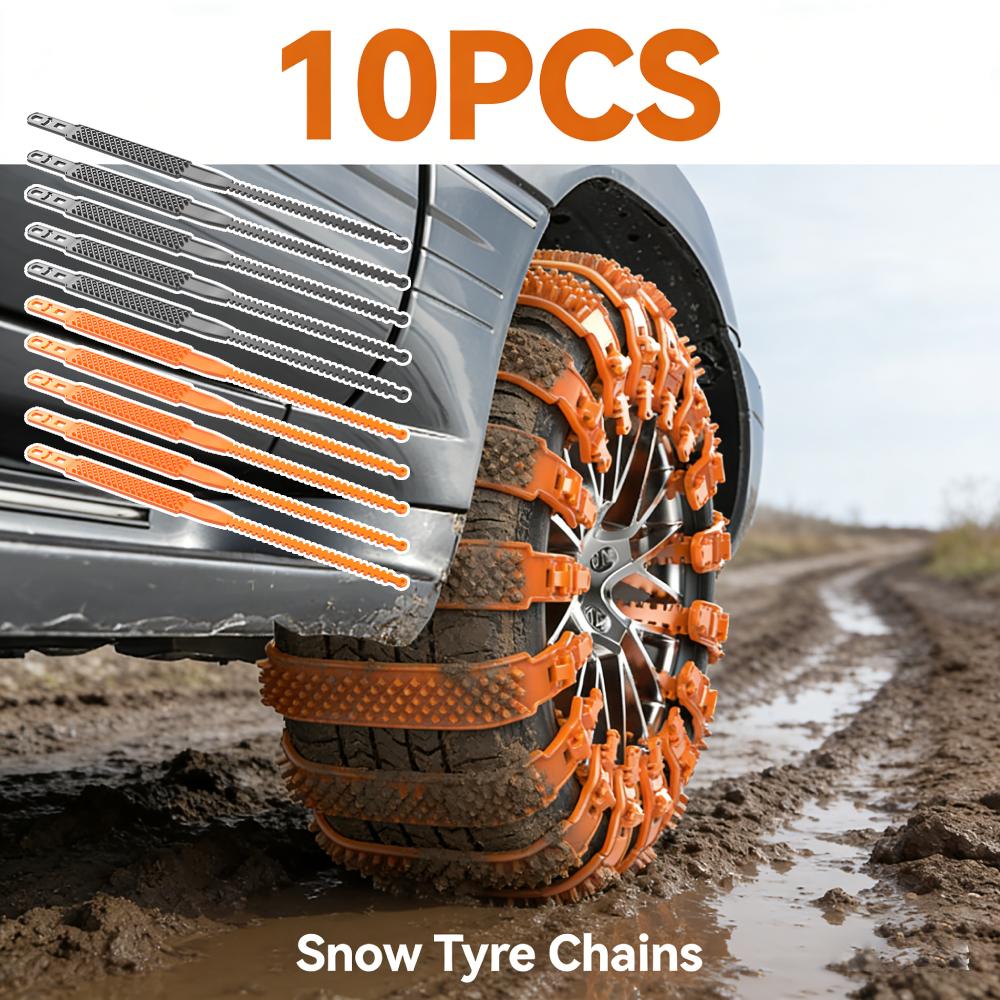 10pcs TPU Anti-Slip Tire Zip Ties for Pickup Trucks SUVs Reusable Winter Safety Chains Snow Chains for Winter Driving Muddy Road