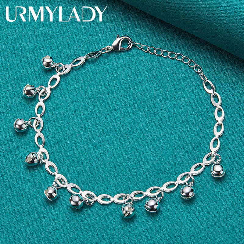 925 Sterling Silver Bell Chain Bracelet Fashion Jewelry MB102
