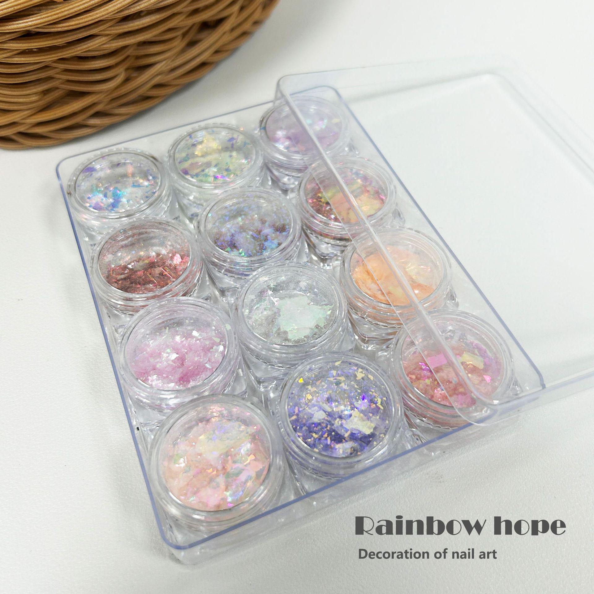 

Японский Облачный Парчовый Опал и Блестящая Пудра для Нейл-арта - 12 Случайных Цветов, DIY Накладные Ногти