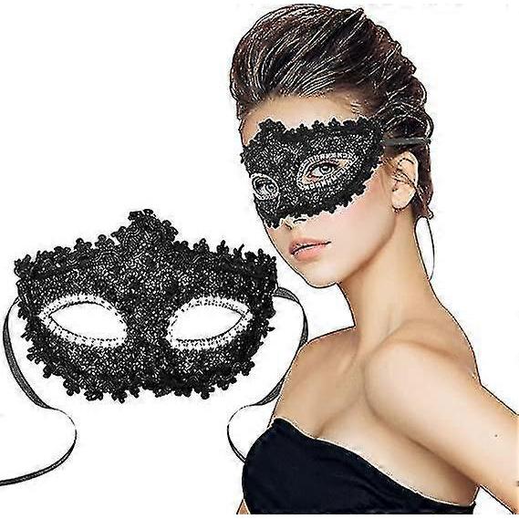 Maskenballmaske Venezianische Maske Gesichtsmaske Damen Maskenballmasken für Damen Halloween, Maskenball, Kostümparty Masken(1 Stück, Schwarz)