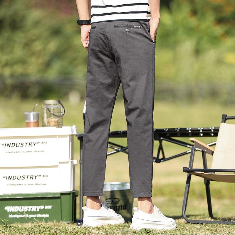 Zkrácené kalhoty Pánské letní kalhoty Bílé 9bodové Tenké Bavlněné Ležérní kalhoty Mladí muži