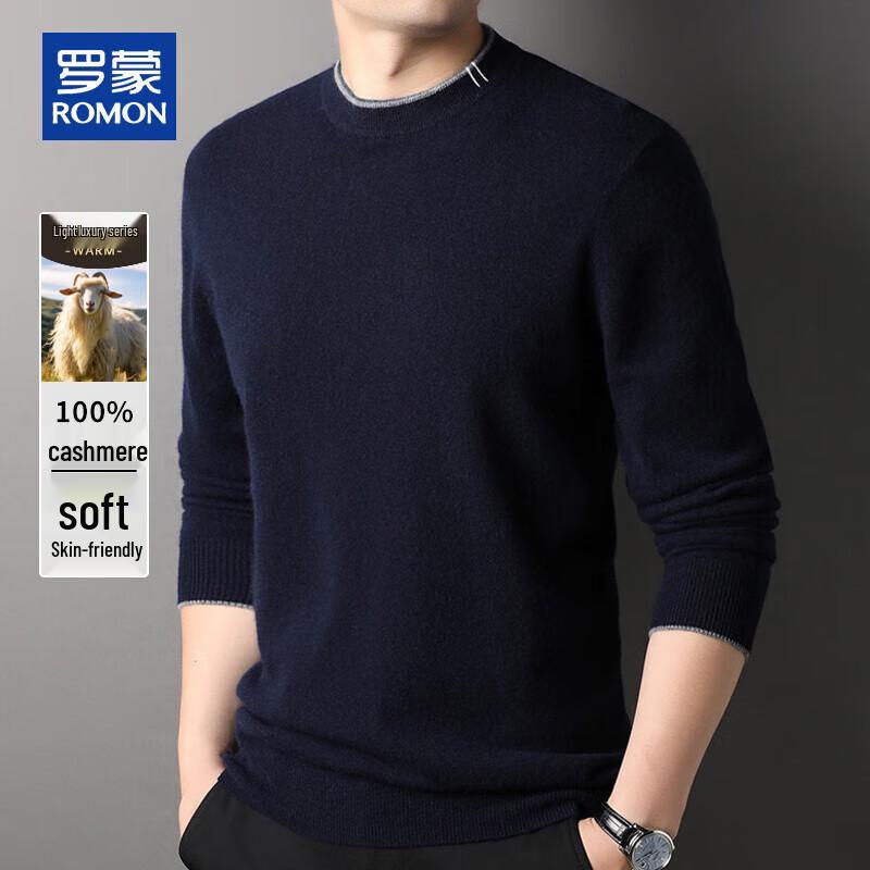 ROMON Men's 100% Pure Cashmere Thickened Pullover Sweater