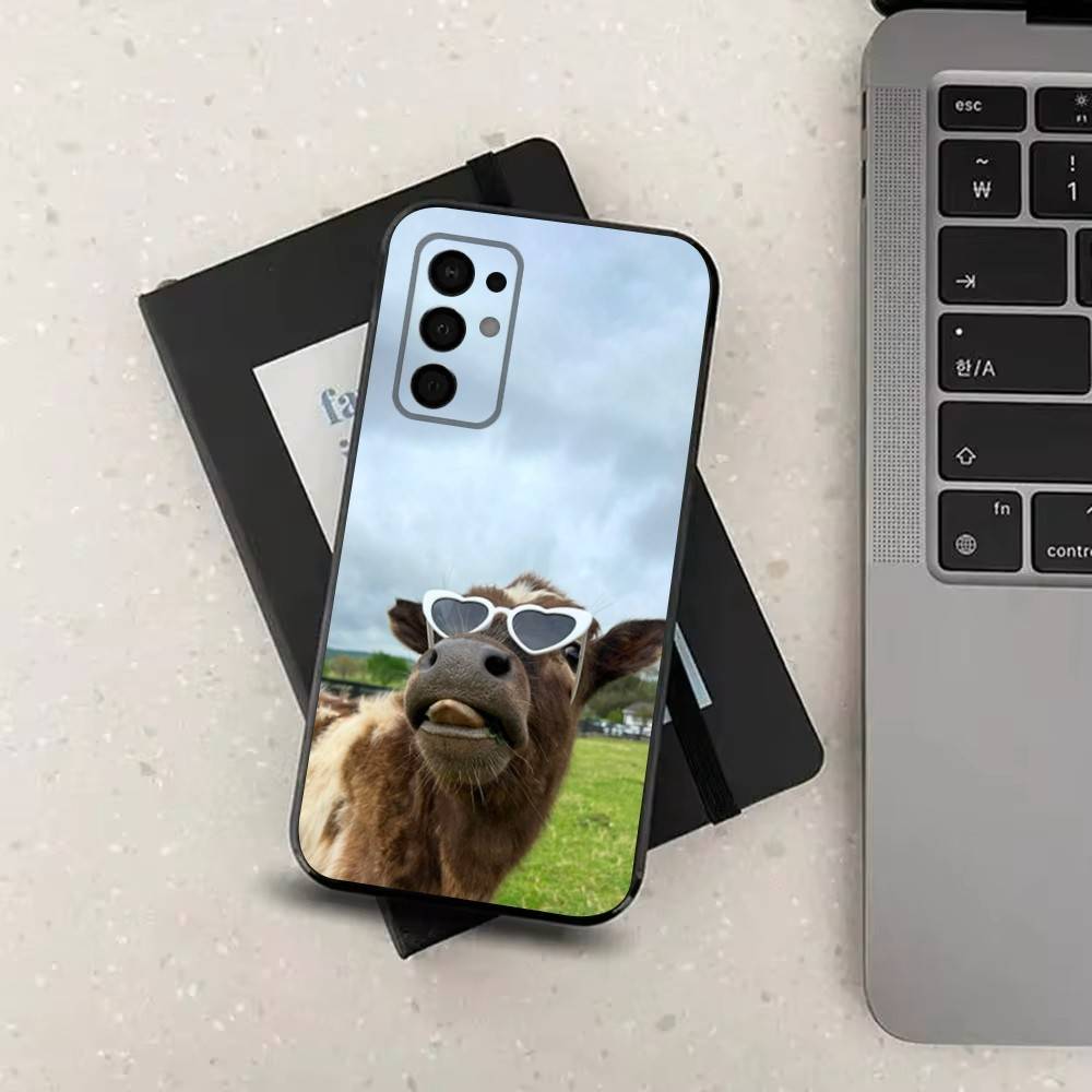 Animal Cute Dairy Cow Phone Case For Samsung Galaxy A73,31,32,72,41,J7,8,9,53,52,71,22,Note Soft Black Silicone Cover