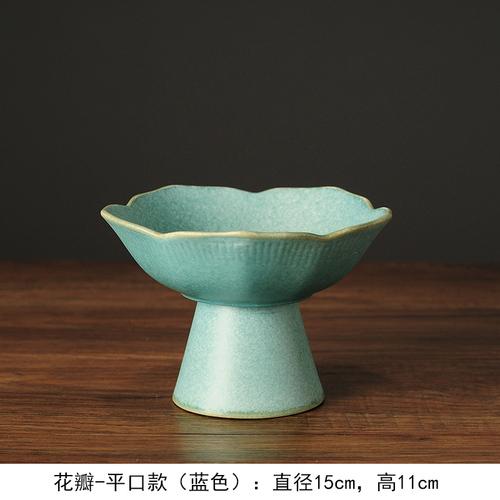 Flower Shape Ceramic Plate Refreshment Tray Tall Feet Dessert Cake Pan Fruit Tray Decorative Plate Dried Fruit Snack Plates Dish