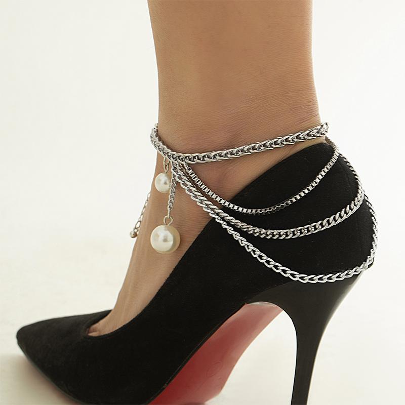Fashion Multilayer Chain High Heel Shoe Simple Foot Ankle Beach Jewelry Foot Bracelet For Women Girl Anklet Gift