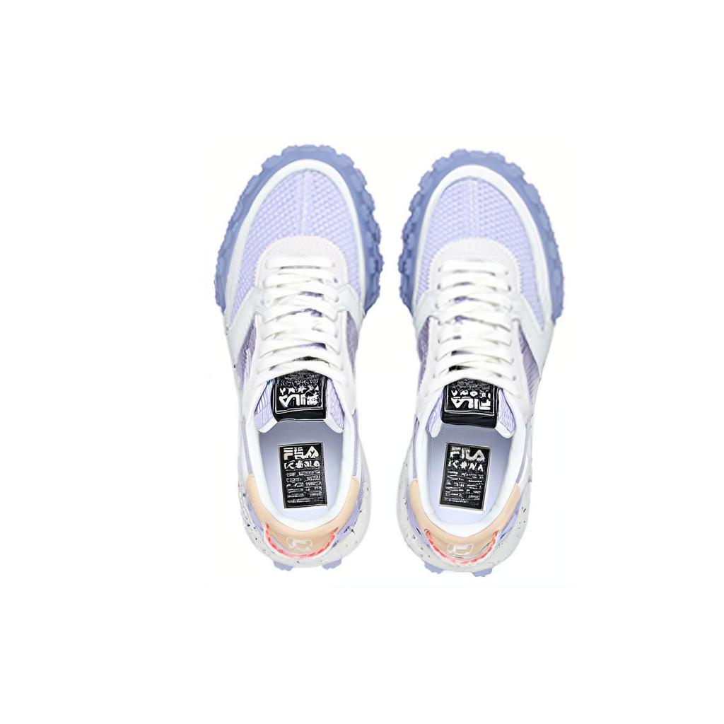 FILA Gara Fabric Two-Layer Cowhide Comfortable Low-Top Casual Shoes Women sneaker White Purple F12W223105FSB