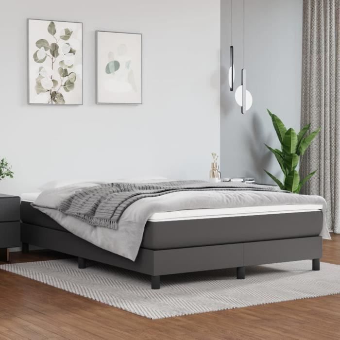 347806 vidaXL Pocket Spring Bed Mattress Grey 140x200 Cm Thickness 20 Cm Faux Leather