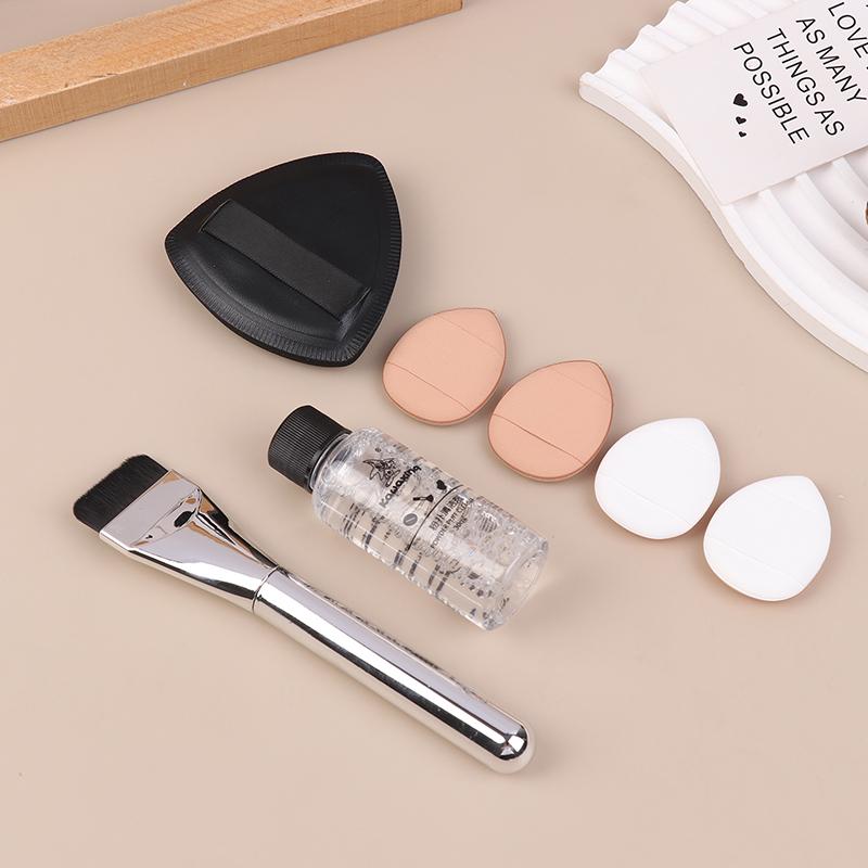 Üçgen Siyah Makyaj Süngeri 7 Adet/Set Düz Başlı Fondöten Fırçası Temizleyici Mini Parmak Süngeri Kapatıcı Air Cushion Aleti