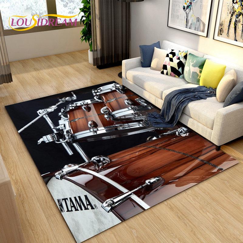 Drum Kit Music Instruments Area Rug Large,Carpet Rug for Living Room Bedroom Sofa Doormat Decoration,Kitchen Non-slip Floor Mat