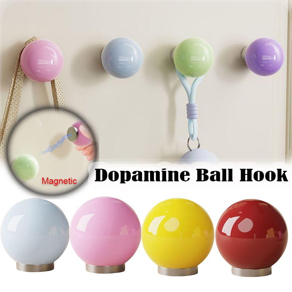 No Punching Dopamine Ball Hooks Space Saver Load-Bearing Hooks Magnetic Hook  Home Pegboard Storage