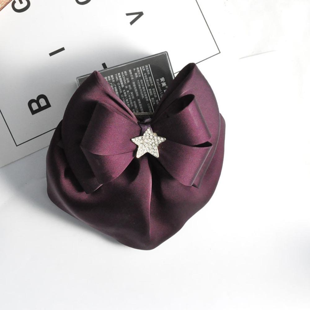 Korean Style Bow Snood Sweet Women Spring Clip Elegant Ruffled Edges Hair Net  For Girls