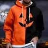 Men's Halloween Hoodie Funny Pumpkin Face Hoodie Scary Long Sleeve Top