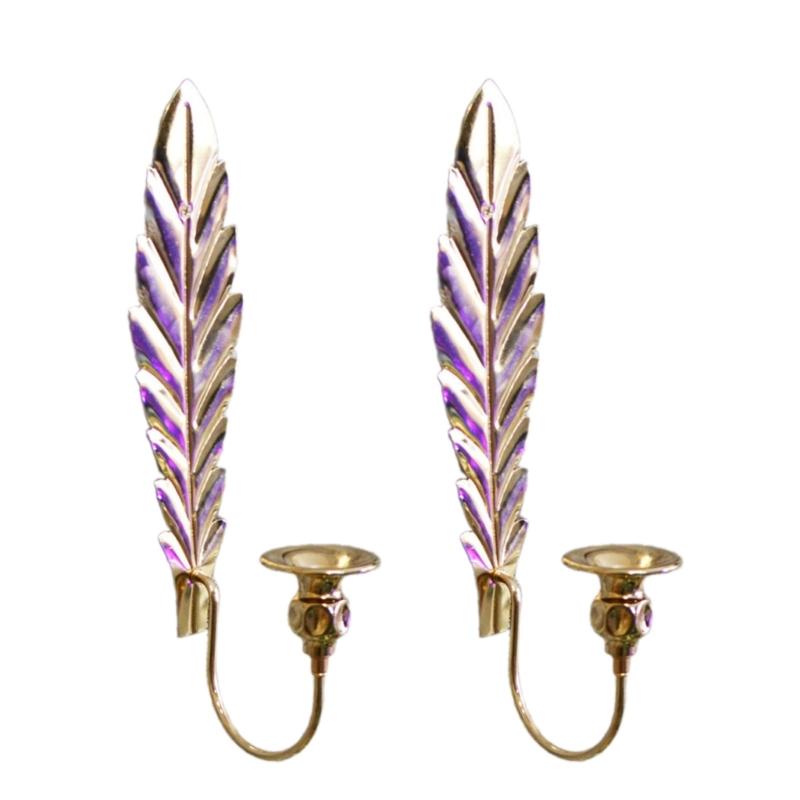 2 шт. Элегантные черные металлические настенные бра для свечей, декоративные подсвечники в форме листьев для дома и мероприятий