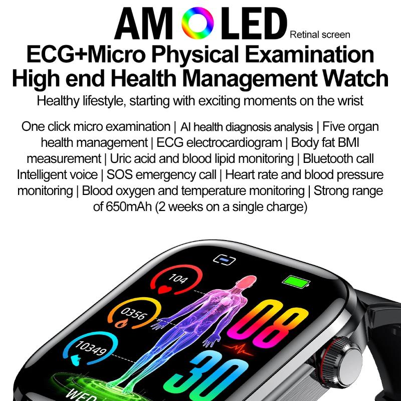 2025 New High-end Laser Detection Health HD Smart Watch Men ECG+PPG Precise BP Fat Uric Acid Call Sports Pulse Tracking Watche