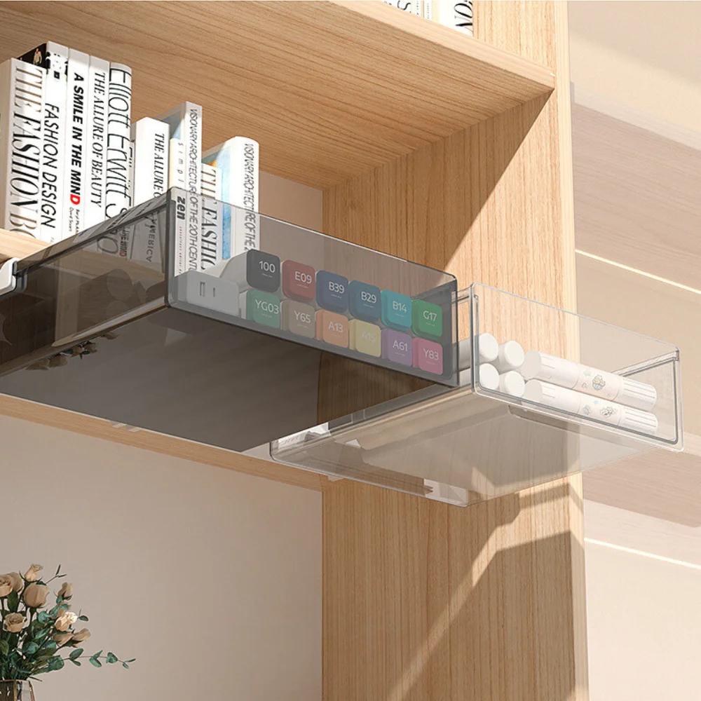 Under-desk Drawer Storage Box, Large Capacity Desk Invisible Storage Box Easy To Install Shelf Desk Stationery Organizer