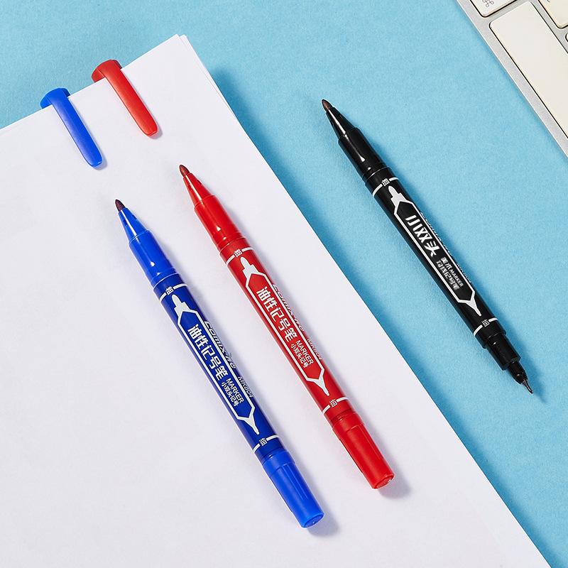 Qixin MK804 Double-Ended Oil-Based Marker: Thick & Thin, Ideal for CDs and Notes
